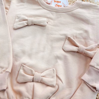 Conj. Blusão de Moletom 3 Laços e Calça Legging Florzinhas - Ferrugem